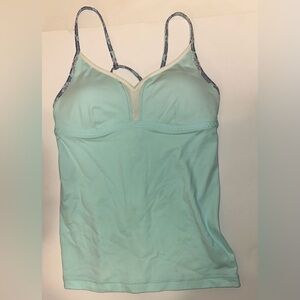 Lululemon Power Y Tank Top Built In Bra Yoga Women’s Size 6 Printed Power Aqua